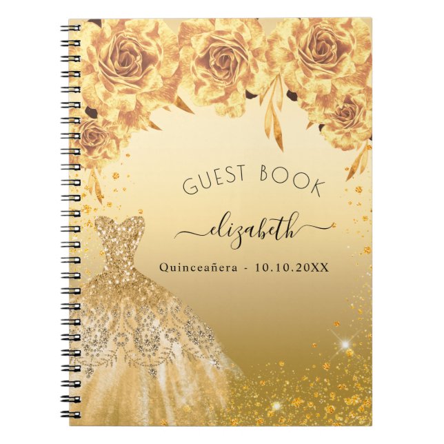 Livre d'or Quinceanera robe de parties scintillant (Devant)