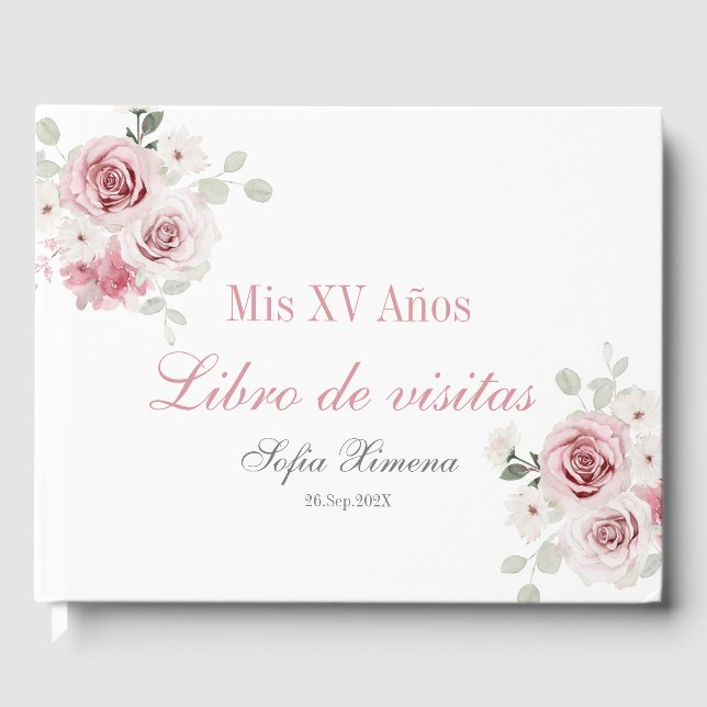 Livre D'or Quinceañera rose rose pâle (Recto)