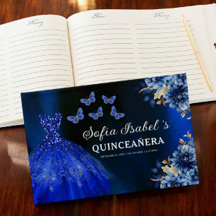 Livre D'or Quinceañera Royal Blue Gold Princess Butterflies