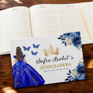 Livre D'or Quinceañera Royal Blue Gold Princess Butterflies