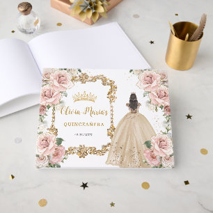 Livre D'or Quinceanera Vintage Blush Rose Florale Champagne