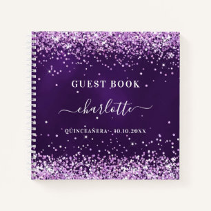 Livre d'or Quinceanera violet nom de la parties sc