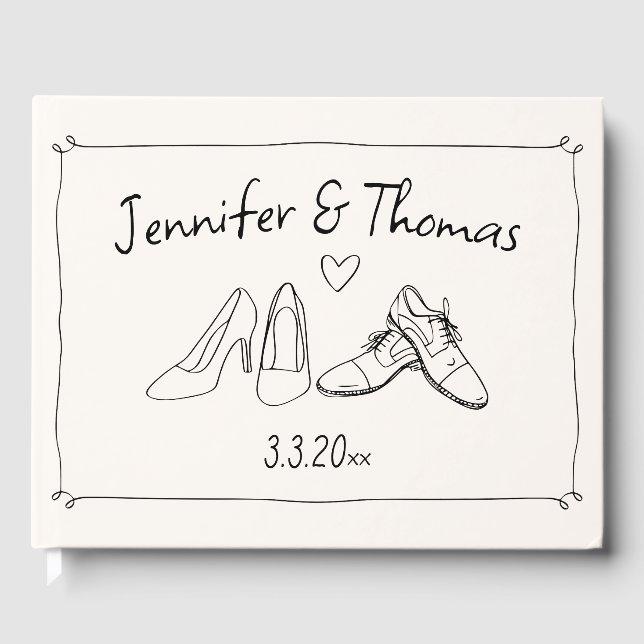 Livre D'or Quirky Eclectique Main Tirée Chaussures Mariage Do (Recto)