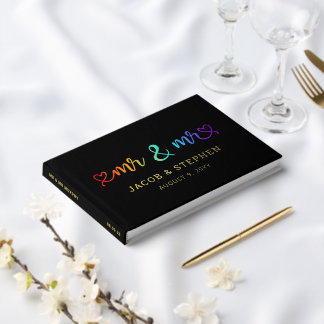Livre D'or Rainbow Script Black Mr & Mr Gay Mariage