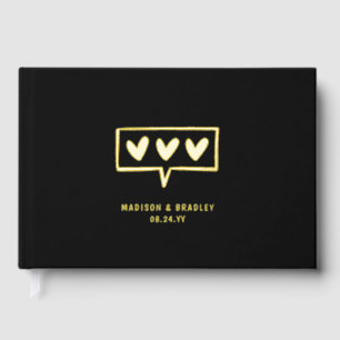Livre D'or Real Foil Moderne Coeurs d'Amour Mariage
