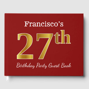 Livre D'or Red, Faux Gold 27th Birthday Party + Nom personnal