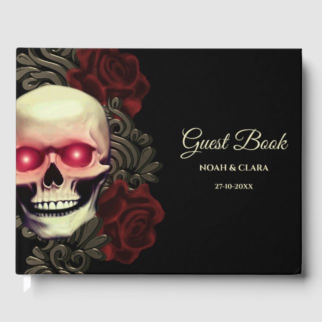 Livre D'or Red Scary floral sombre moody gothique crâne hallo (Recto)