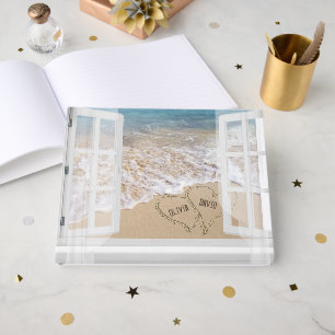 Livre D'or Registre de mariage Fenêtre de plage avec citation