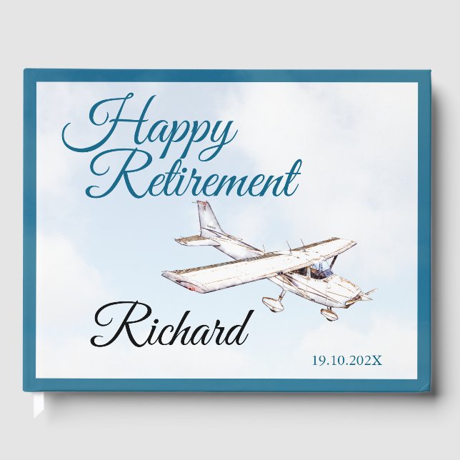 Livre D'or Retirement Party Guest book with Airplane Design 3 (Recto)