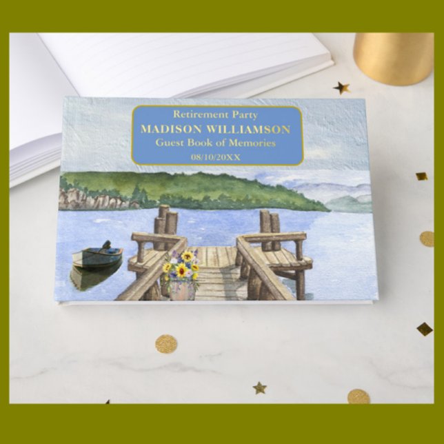 Livre D'or Retraite Party Lake Dock Real Gold Foil (Créateur téléchargé)