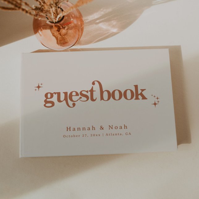 Livre d'or rétro groovy en terre cuite pour invité (Créateur téléchargé)