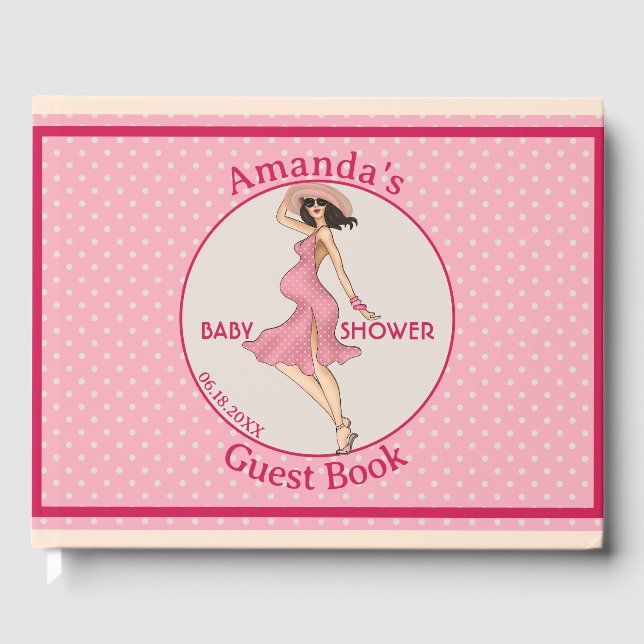 Livre D'or Retro Maman Brunette Baby shower (Recto)