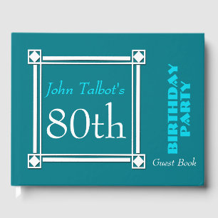 Livre D'or Retro White Frame 80th Birthday Guest Book