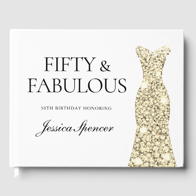 Livre D'or Robe dorée 50e fête d'anniversaire (Recto)