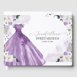 Livre D'or Robe Fleurs Aquarelle Violette Sweet 16