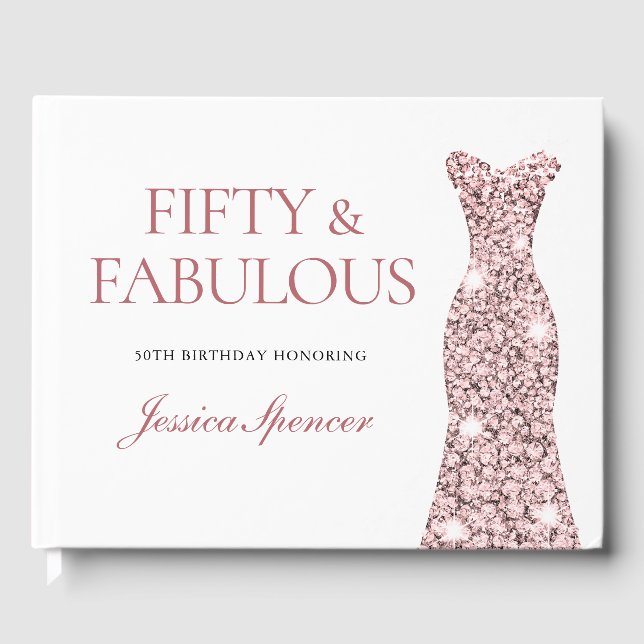 Livre D'or Robe rose Gold Sparkle 50e fête d'anniversaire (Recto)