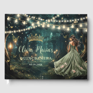 Livre D'or Robe verte de la forêt enchantée Quinceanera