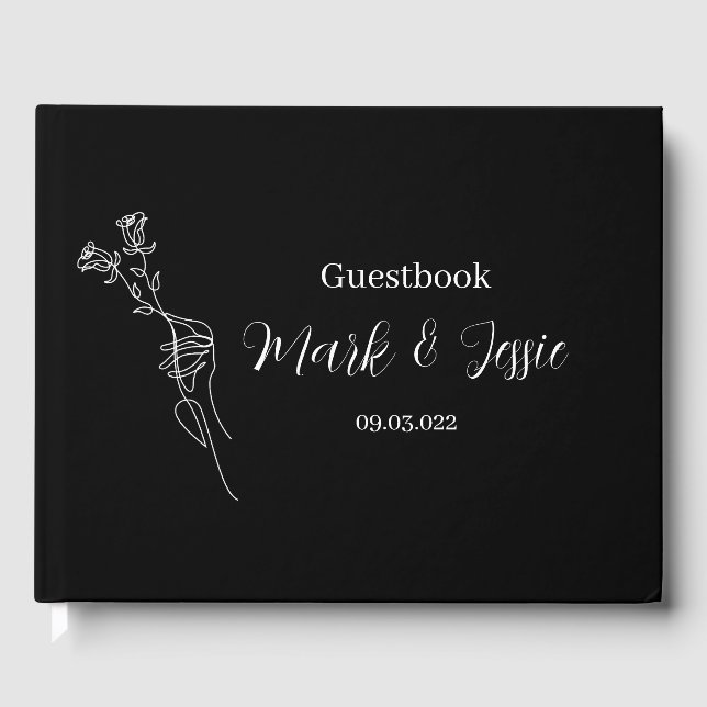 Livre D'or ROE Mariage simple noir et blanc (Recto)
