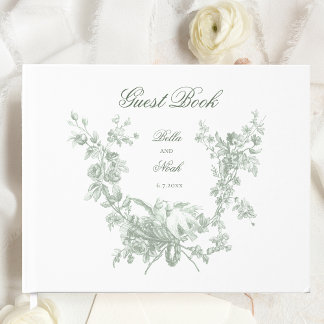 Livre D'or Romantic Sage Floral Wreath w/Lovebirds Wedding