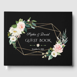 Livre D'or Romantique Flush Flowers Gold Frame Black Mariage
