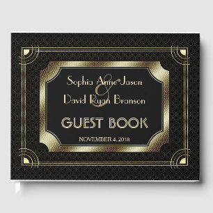 Livre D'or Romantique Gold Great Gatsby Art Déco Mariage des 