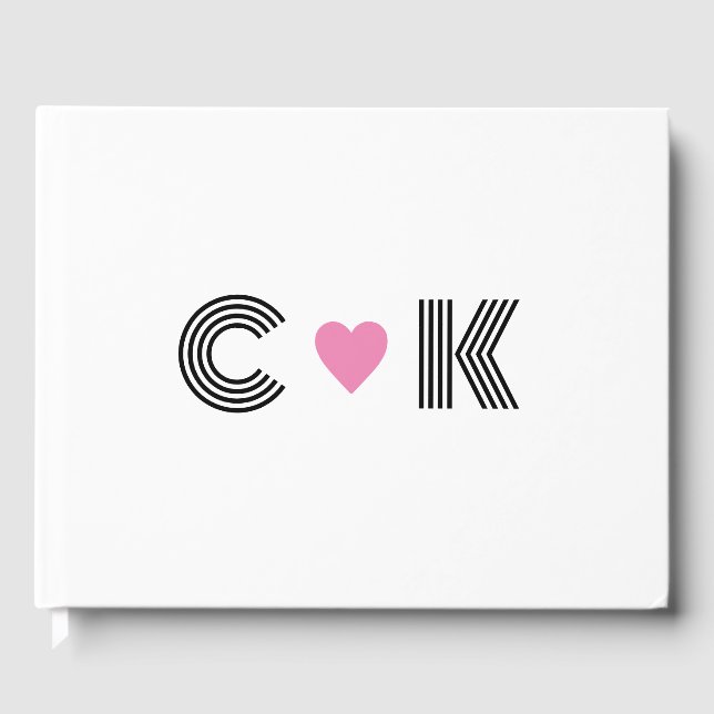 Livre D'or Romantique rose Coeur Mariage Monogramme minimalis (Recto)