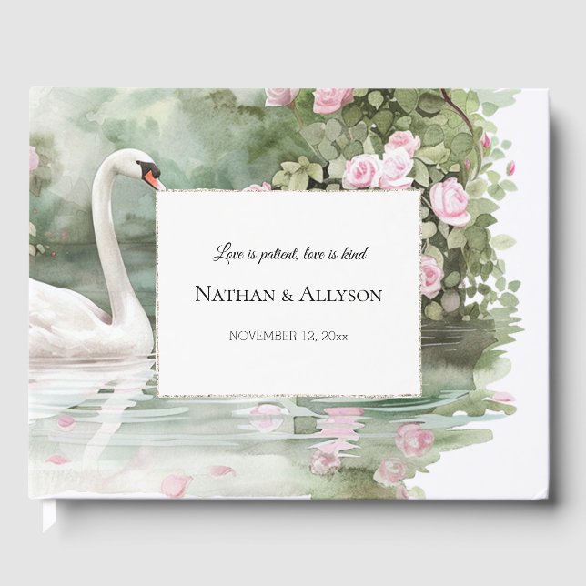 Livre D'or Romantique rose Roses Arc Swan Lake Mariage (Recto)