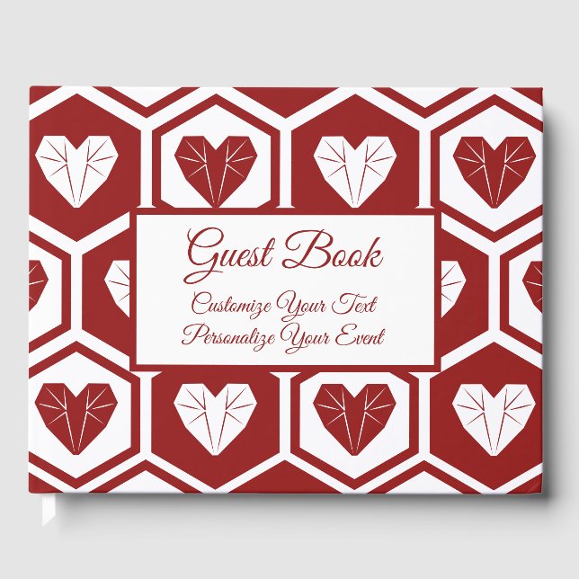 Livre D'or Romantique Rouge Blanc Coeurs de verre Motif (Recto)