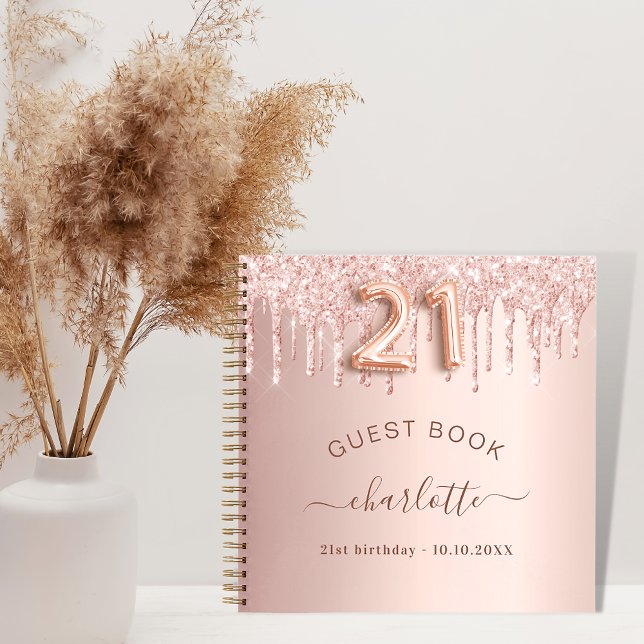 Livre d'or rose 21e anniversaire gouttes de partie (Créateur téléchargé)