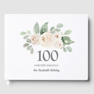 Livre D'or Rose blanche Botanique 100e fête d'anniversaire