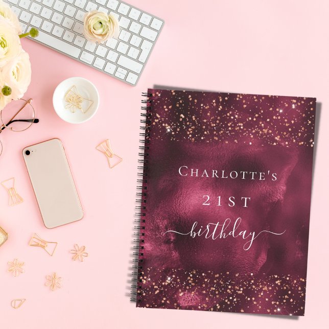 Livre d'or rose d'anniversaire bordeaux (Créateur téléchargé)