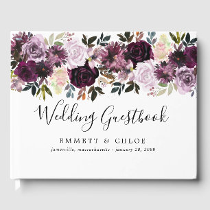 Livre D'or Rose d'aquarelle rose violet Mariage floral