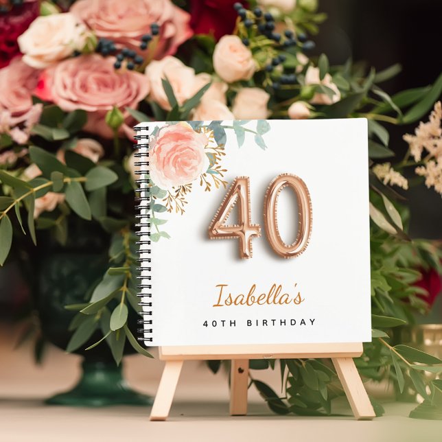 Livre d'or rose de 40e anniversaire eucalyptus (Créateur téléchargé)