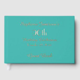 Livre D'or Rose de fête d'anniversaire Gold FOIL Turquoise Mé