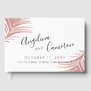 Livre D'or Rose de mariage tropical de plage Gold Pink Palm F