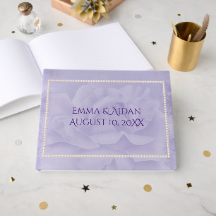 Livre D'or Rose de mariage violette délavée et bordure de per