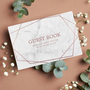 Livre D'or Rose en marbre or simple Mariage géométrique