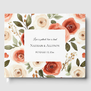Livre D'or Rose Fleur Coeur Crème Rouge Mariage