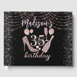 Livre D'or Rose Gold & Black Parties scintillant 35e annivers