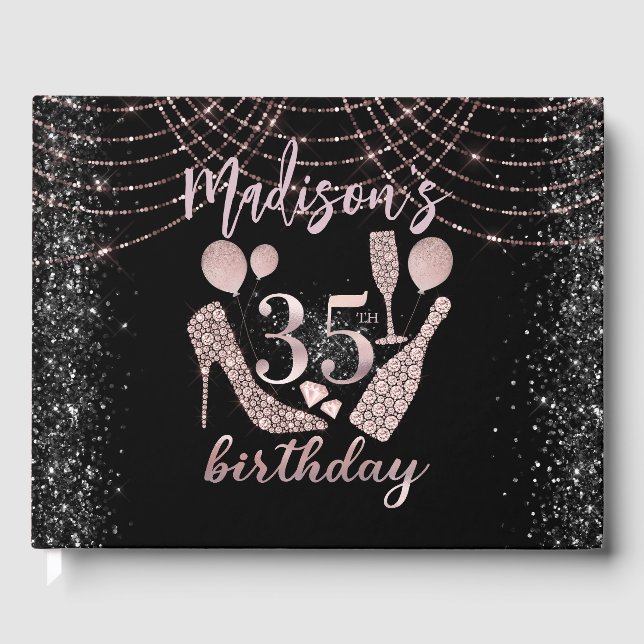 Livre D'or Rose Gold & Black Parties scintillant 35e annivers (Recto)
