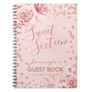 Livre d'or Rose Gold Blush Sweet 16 Parties scinti
