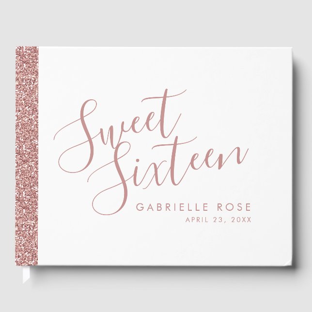 Livre D'or Rose Gold Parties scintillant Modern Sweet 16 Livr (Recto)
