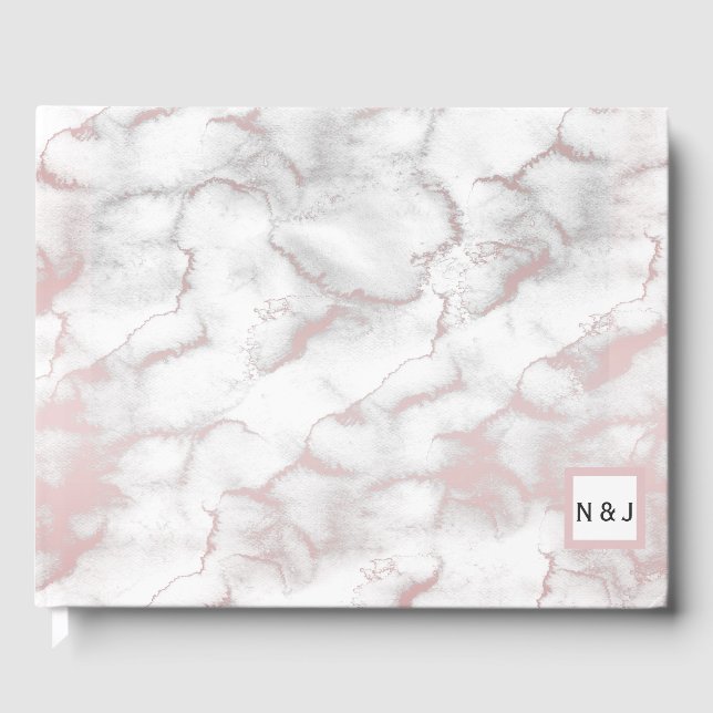 Livre D'or Rose Gold Rose Marbre Moderne Chic Soirée tendance (Recto)
