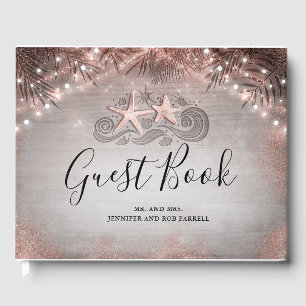 Livre D'or Rose Gold Starfish Plage tropicale Mariage