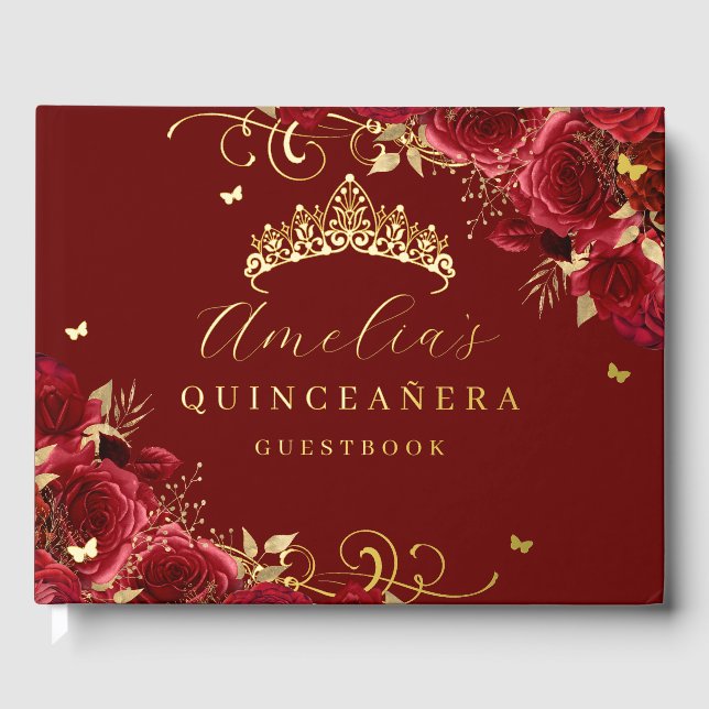 Livre D'or Rose or Floral Swirl Quinceanera (Recto)