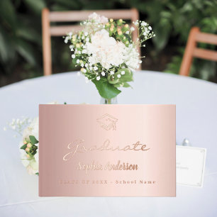 Livre D'or Rose or nom script casquette Graduation