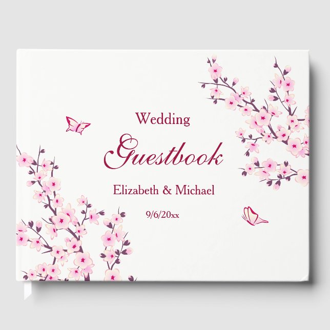 Livre D'or Rose Pâle et Blanc Personnalisé pour Mariage (Recto)
