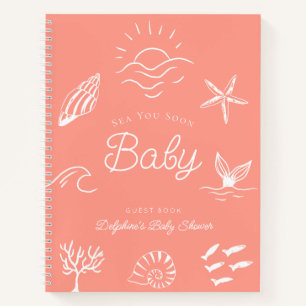 Livre d'or Rose pour Baby Shower 'Sea You Soon'