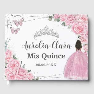 Livre D'or Rose rose Florale Brown Princesse Argent QUINCEAÑE