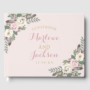 Livre D'or Rose rose Moody Floral Boho Mariage